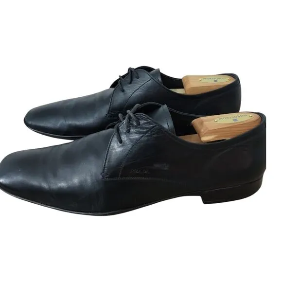 PRADA Men's Square-Toe‎ Leather Derby Formal Dress Shoes Size 9.5 Black DNC 098