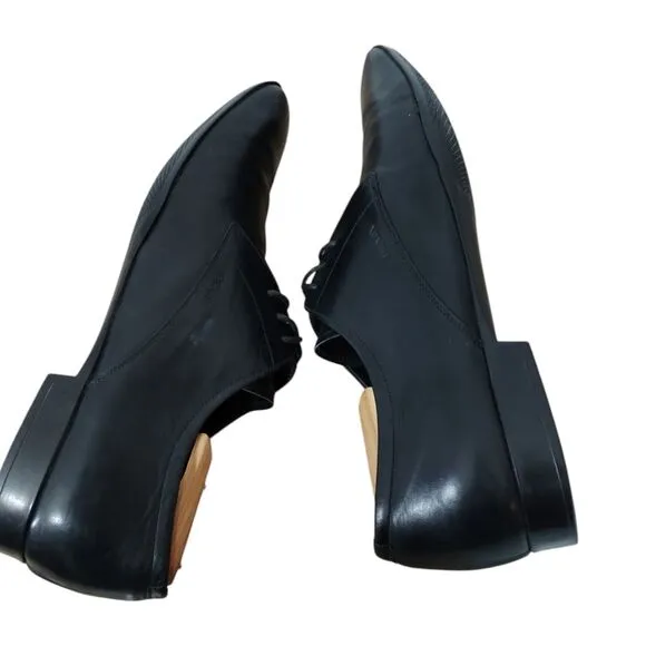 PRADA Men's Square-Toe‎ Leather Derby Formal Dress Shoes Size 9.5 Black DNC 098