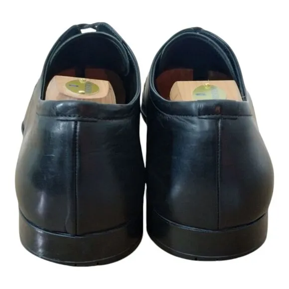 PRADA Men's Square-Toe‎ Leather Derby Formal Dress Shoes Size 9.5 Black DNC 098