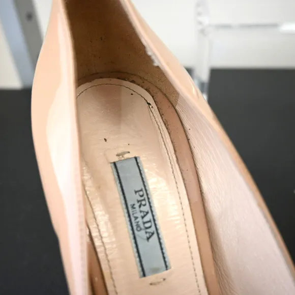PRADA Nude Patent Leather Pumps Size 40