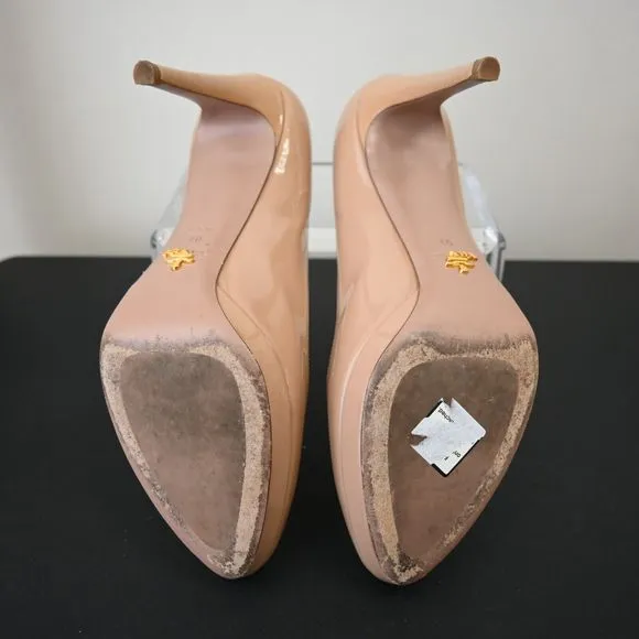 PRADA Nude Patent Leather Pumps Size 40