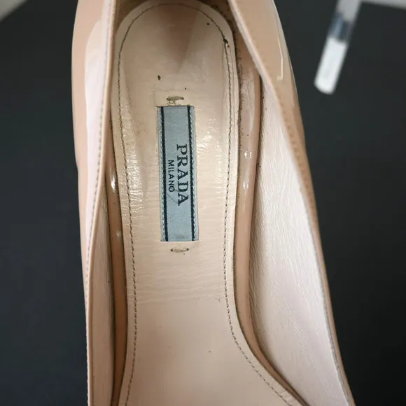 PRADA Nude Patent Leather Pumps Size 40