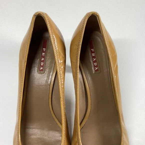Prada Patent Leather yellow mustard Pumps Size EU 38 7US
