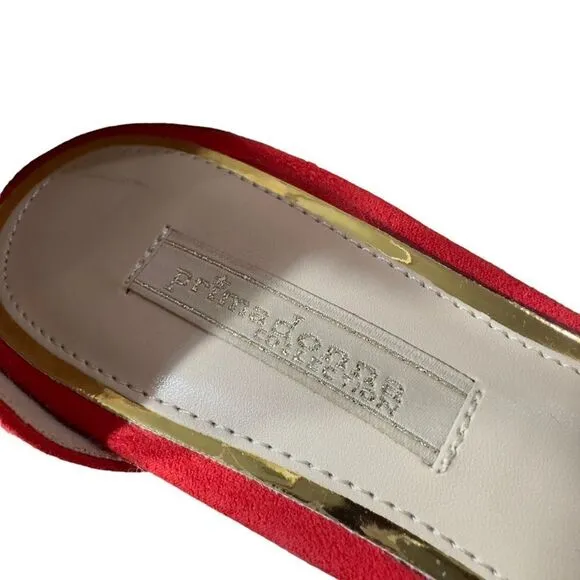 PRIMA DONNA Collection Big Studs Red Strappy Heeled Sandals Size 37 (6.5 US)
