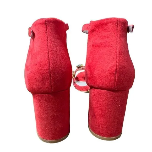 PRIMA DONNA Collection Big Studs Red Strappy Heeled Sandals Size 37 (6.5 US)