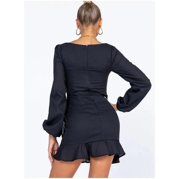 PRINCESS POLLY The Villa Mini Dress Black sz 4 NEW Women's