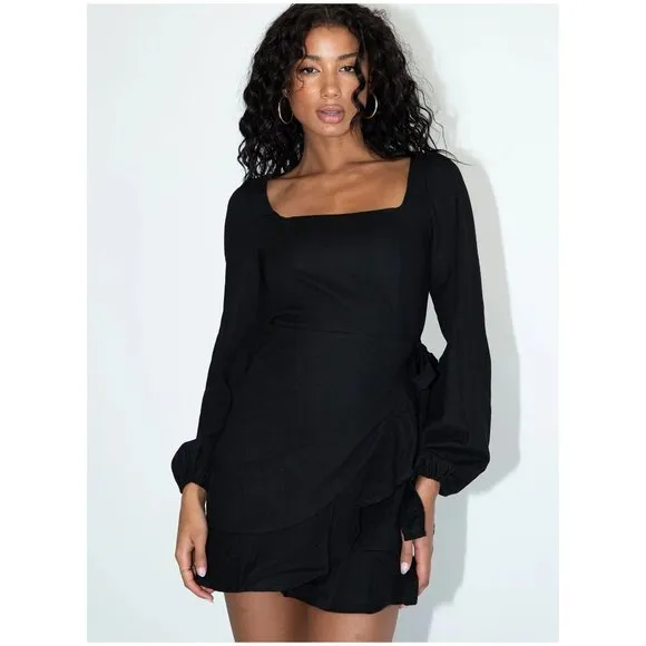 PRINCESS POLLY The Villa Mini Dress Black sz 4 NEW Women's
