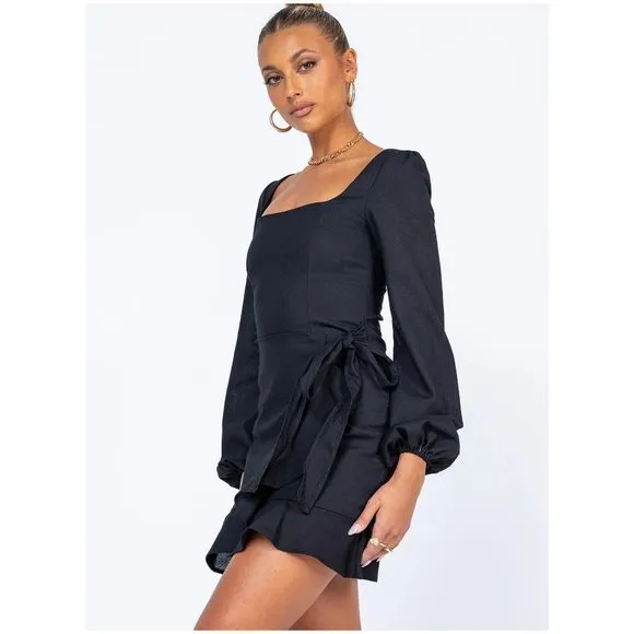 PRINCESS POLLY The Villa Mini Dress Black sz 4 NEW Women's
