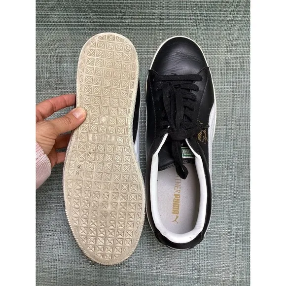 Puma Clyde Leather Shoes FS #352773 02 Mens sneaker size 13 black-white