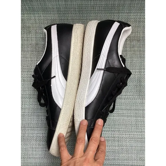 Puma Clyde Leather Shoes FS #352773 02 Mens sneaker size 13 black-white