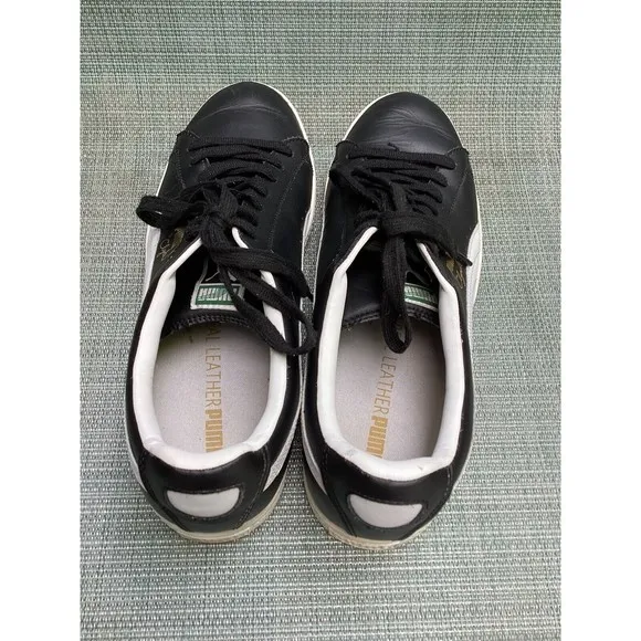 Puma Clyde Leather Shoes FS #352773 02 Mens sneaker size 13 black-white