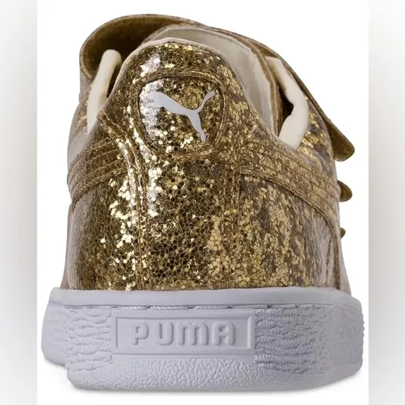 PUMA Gold Glitter Basket Strap Casual Sneakers/Shoes | NEW IN BOX/NWT!!