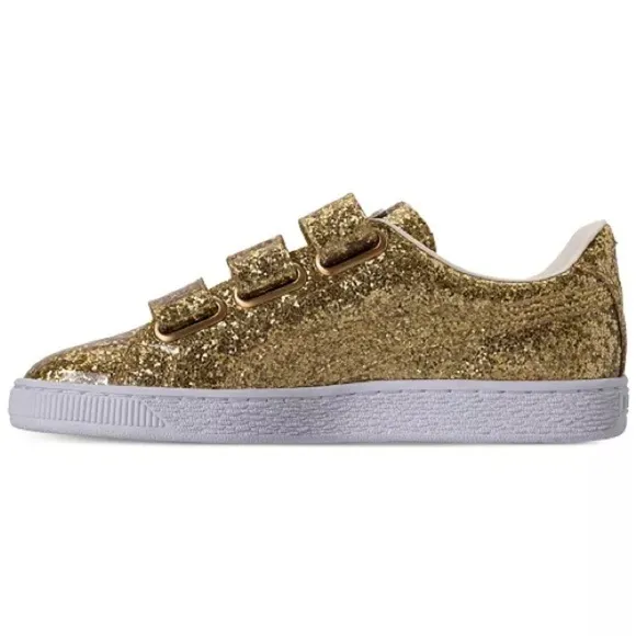 PUMA Gold Glitter Basket Strap Casual Sneakers/Shoes | NEW IN BOX/NWT!!