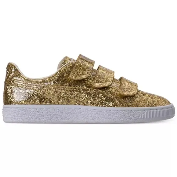 PUMA Gold Glitter Basket Strap Casual Sneakers/Shoes | NEW IN BOX/NWT!!