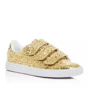 PUMA Gold Glitter Basket Strap Casual Sneakers/Shoes | NEW IN BOX/NWT!!