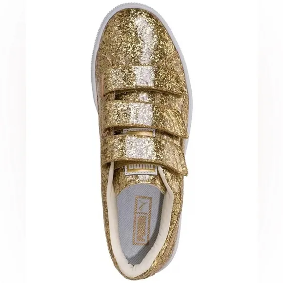 PUMA Gold Glitter Basket Strap Casual Sneakers/Shoes | NEW IN BOX/NWT!!