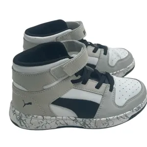 PUMA Rebound Mid Layup Marble Little Boys WHITE-BLACK Basketball Shoes 13C