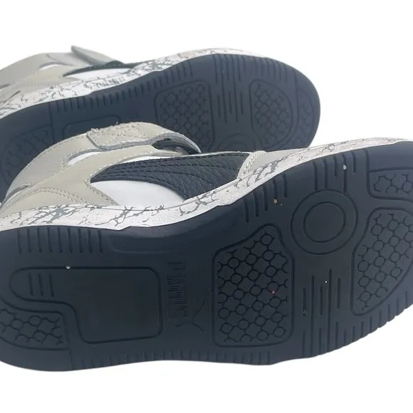 PUMA Rebound Mid Layup Marble Little Boys WHITE-BLACK Basketball Shoes 13C