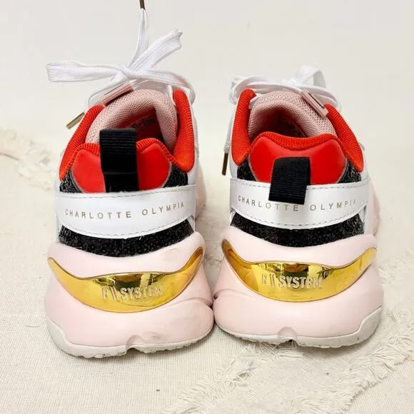 Puma x Charlotte Olympia Rise Low Top Sneakers White / Pink Women's Size US 9