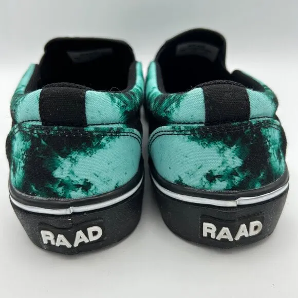 RAAD Shop Slip-On Tie-Dye Aqua Black Canvas Shoes Size 9W