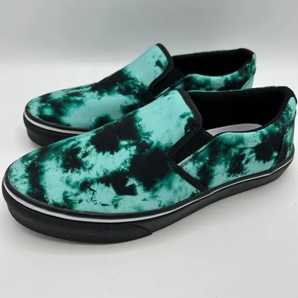 RAAD Shop Slip-On Tie-Dye Aqua Black Canvas Shoes Size 9W