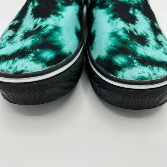 RAAD Shop Slip-On Tie-Dye Aqua Black Canvas Shoes Size 9W