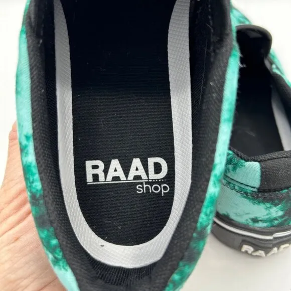 RAAD Shop Slip-On Tie-Dye Aqua Black Canvas Shoes Size 9W