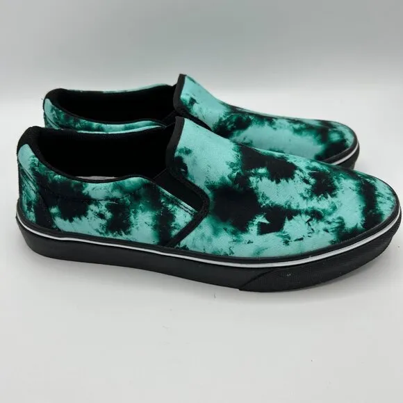 RAAD Shop Slip-On Tie-Dye Aqua Black Canvas Shoes Size 9W