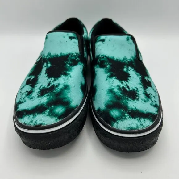 RAAD Shop Slip-On Tie-Dye Aqua Black Canvas Shoes Size 9W