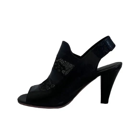 Rachel Comey Women's Black Lace Leather Slingback Sandals Shoes 7