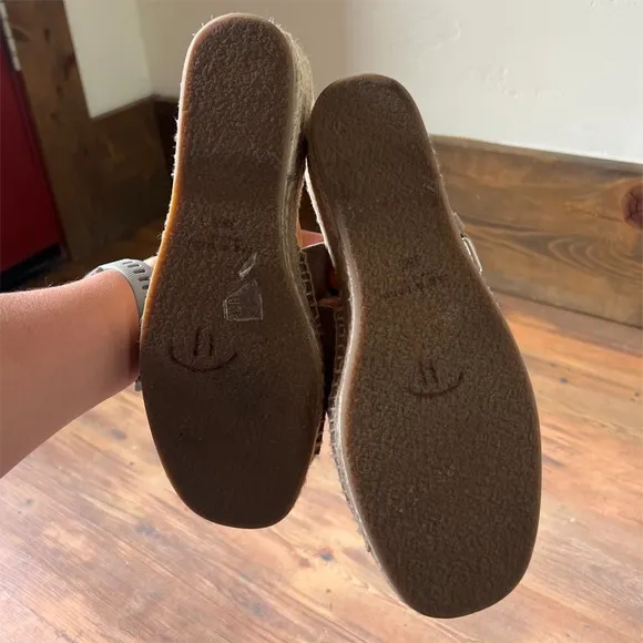 Rag &amp; Bone Sienna Wedge Espadrille Sandals size 38.5 US 8.5 Taupe Suede Summer