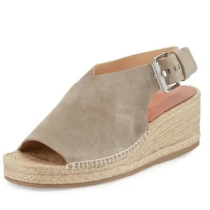 Rag &amp; Bone Sienna Wedge Espadrille Sandals size 38.5 US 8.5 Taupe Suede Summer
