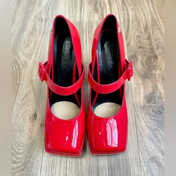 Rag &amp; Co Merrymam Red Mary Jane Pump Siz 8 LNC