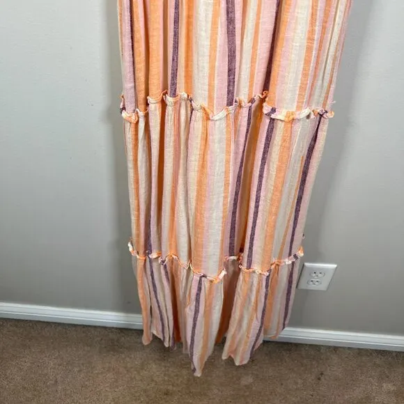 Rails LouLou Maxi Dress Size Medium Papaya Stripe Vacation Brunch Date Cruise