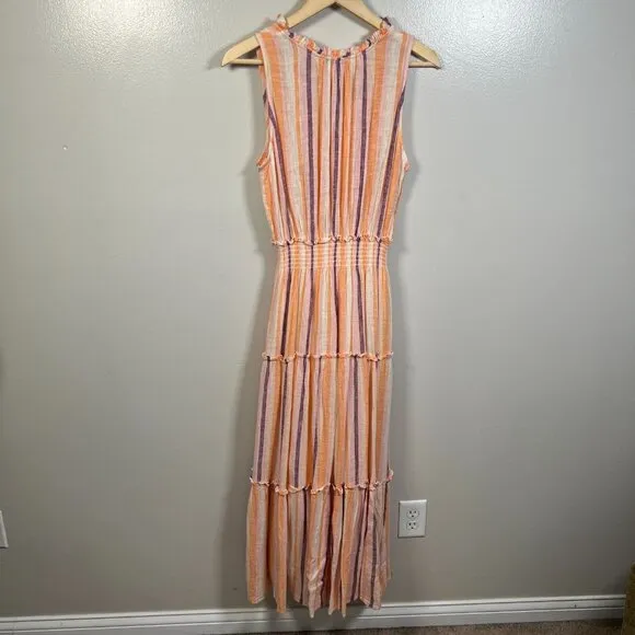 Rails LouLou Maxi Dress Size Medium Papaya Stripe Vacation Brunch Date Cruise