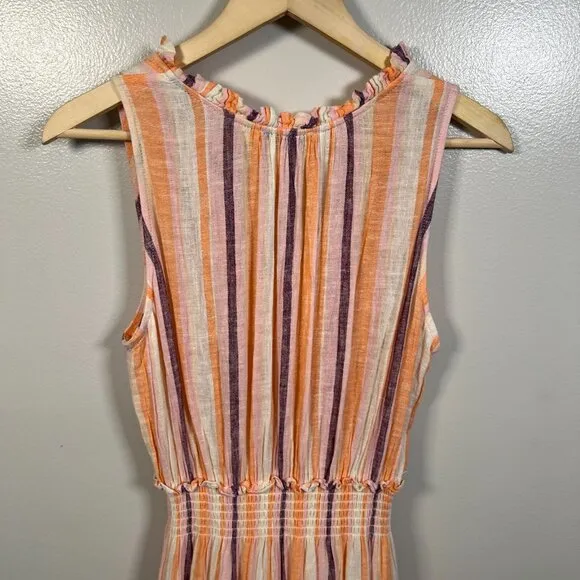 Rails LouLou Maxi Dress Size Medium Papaya Stripe Vacation Brunch Date Cruise