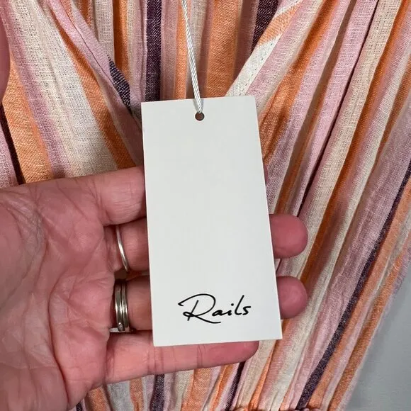 Rails LouLou Maxi Dress Size Medium Papaya Stripe Vacation Brunch Date Cruise