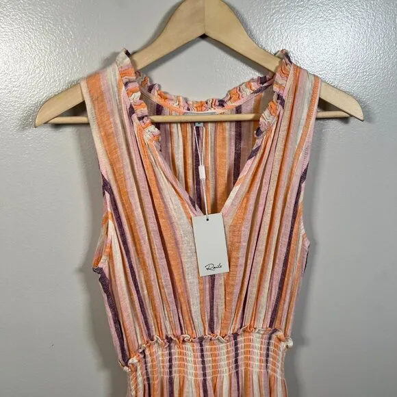Rails LouLou Maxi Dress Size Medium Papaya Stripe Vacation Brunch Date Cruise