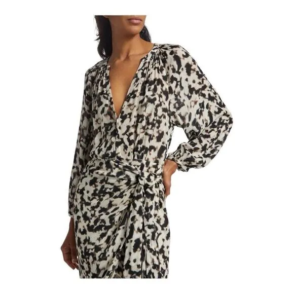 Rails Tyra Cheetah Print Tie-waist Midi Dress Size Small