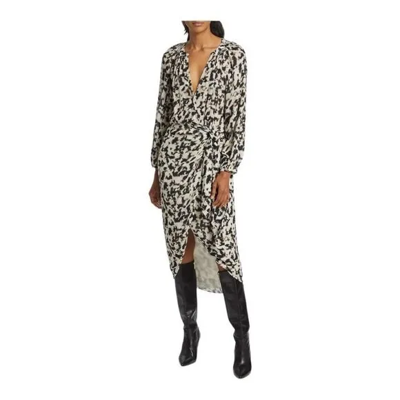 Rails Tyra Cheetah Print Tie-waist Midi Dress Size Small