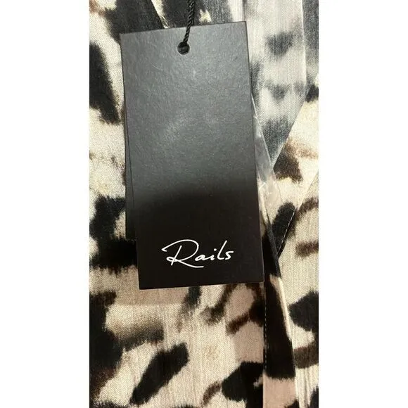 Rails Tyra Cheetah Print Tie-waist Midi Dress Size Small