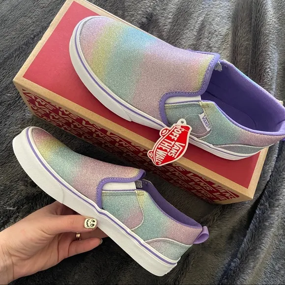 Rainbow Glitter Asher Vans Youth 6 NIB