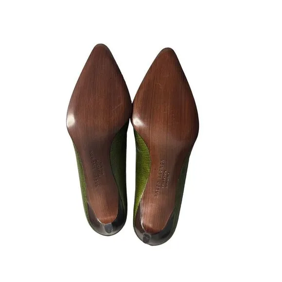 RALPH‎ LAUREN COLLECTION PURPLE LABEL | GREEN SNAKESKIN GENUINE LEATHER PUMPS 6B