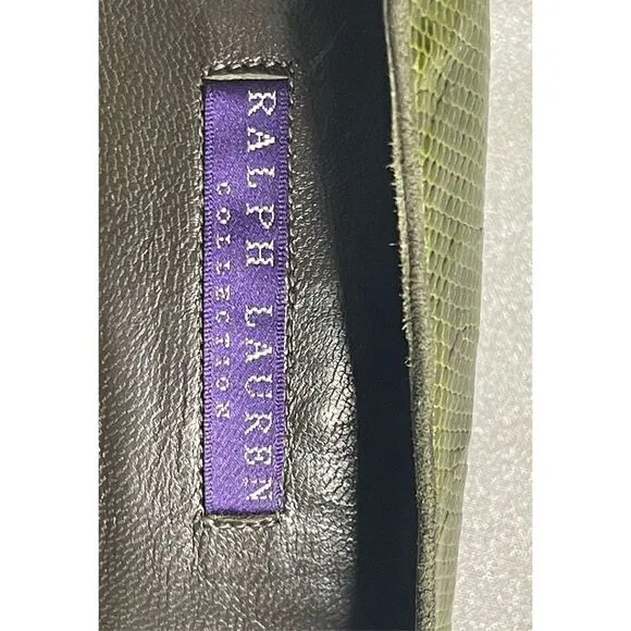 RALPH‎ LAUREN COLLECTION PURPLE LABEL | GREEN SNAKESKIN GENUINE LEATHER PUMPS 6B