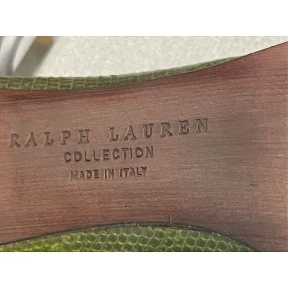 RALPH‎ LAUREN COLLECTION PURPLE LABEL | GREEN SNAKESKIN GENUINE LEATHER PUMPS 6B