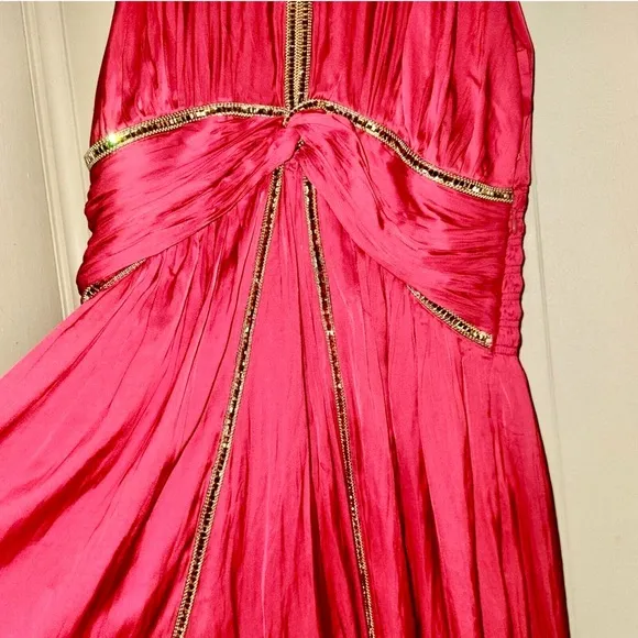Ramy Brook Melanie Embellished Cocktail Midi Dress Size XS NWT Scarlet Red.