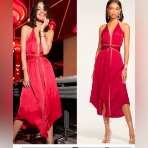 Ramy Brook Melanie Embellished Cocktail Midi Dress Size XS NWT Scarlet Red.