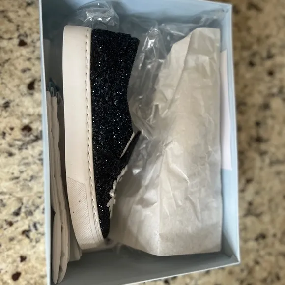 RARE!!! CHIARA FERRAGNI BLUE GLITTER SLIP -ON SNEAKERS EYE EYELASH NIB NWT