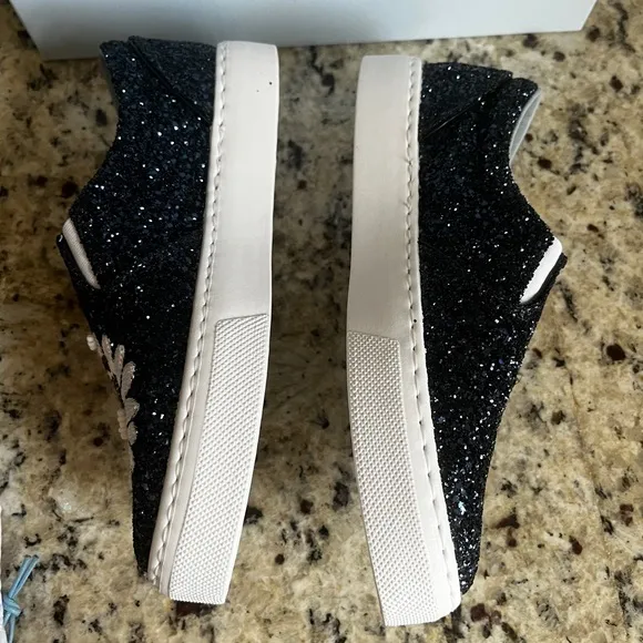 RARE!!! CHIARA FERRAGNI BLUE GLITTER SLIP -ON SNEAKERS EYE EYELASH NIB NWT