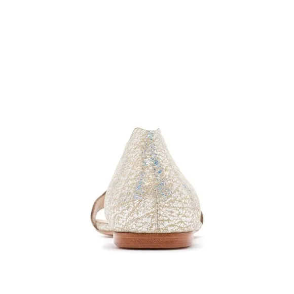 RARE Loeffler Randall Lina Holographic Flat Sandals in Silver Sparkle